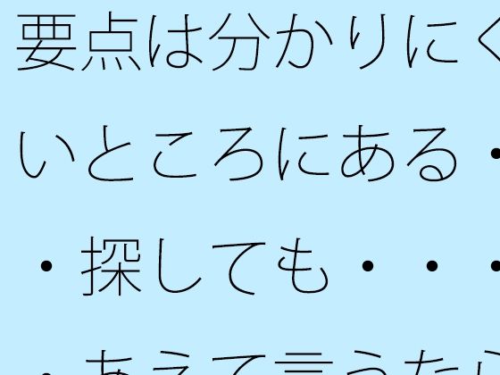 要点は分かりにくいところにある・・探しても・・・・あえて言うならその後のしばらくの路上｜サマールンルン｜同人誌